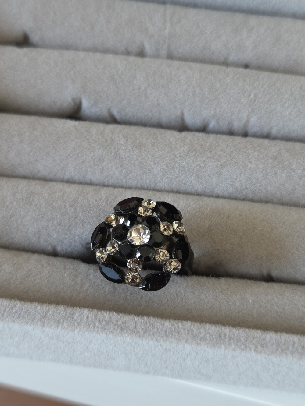 Black Crystal Cluster Statement Ring - Women Jewelry